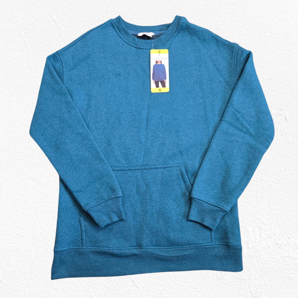Danskin Teal Green Relaxed Classic Crewneck Pullover Sweatshirt Size Small - Picture 1 of 10